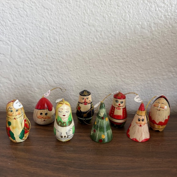 Wildwood International Other - Lot of 38 Vintage Hand Painted Wooden Christmas Ornaments Santa Tree Angel Dolls